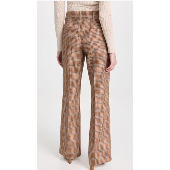 $249 PAIGE Avedon Plaid Wide Leg Trousers in Bronze Dust Multi - Picture 3 of 6